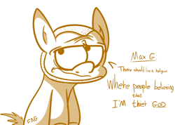 Size: 904x643 | Tagged: safe, artist:extradan, derpibooru import, max gilardi, ponified, simple background, text