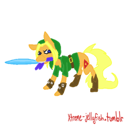 Size: 500x500 | Tagged: safe, artist:xtreme-jellyfish, derpibooru import, 30 minute art challenge, link, ponified, sword, the legend of zelda