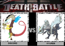 Size: 900x644 | Tagged: safe, derpibooru import, discord, crossover, death battle, kyurem, meme, pokémon