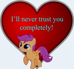 Size: 600x557 | Tagged: safe, derpibooru import, scootaloo, grin, heart, lasty's hearts, mistrust, simple, smiling, valentine