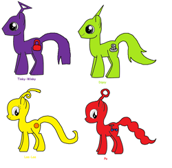 Size: 1572x1540 | Tagged: safe, artist:star dragon, derpibooru import, dipsy (teletubbies), laa-laa (teletubbies), po (teletubbies), ponified, teletubbies, tinky-winky (teletubbies)