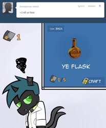 Size: 813x983 | Tagged: safe, artist:firehazard14, derpibooru import, changeling, drstrangeling, homestar runner, thy dungeonman, ye flask