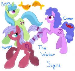 Size: 397x373 | Tagged: safe, artist:sallindaemon, derpibooru import, cancer (horoscope), pisces, ponyscopes, scorpio, zodiac