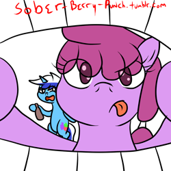 Size: 800x800 | Tagged: safe, artist:bennimarru, derpibooru import, berry punch, berryshine, minuette, pony, 30 minute art challenge, bipedal, swapped cutie marks, this will end in tears