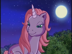 Size: 640x480 | Tagged: safe, derpibooru import, cheerilee (g3), g3, the runaway rainbow, bedroom eyes, moon, night, smiling, stars