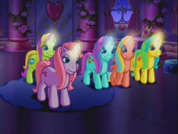 Size: 640x480 | Tagged: safe, derpibooru import, cheerilee (g3), pony, unicorn, come back lily lightly, g3, background pony, crowd, glow, group, horn, night, smirk