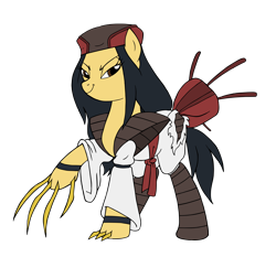 Size: 2594x2417 | Tagged: safe, artist:edcom02, artist:jmkplover, earth pony, pony, claws, crossover, lady deathstrike, marvel, ponified, simple background, transparent background, x-men, yuriko oyama