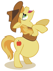 Size: 609x814 | Tagged: safe, derpibooru import, braeburn, earth pony, pony, bipedal, male, male pregnancy, open mouth, pregnant, pregnant edit, rearing, show accurate, smiling, solo, thread, wtf