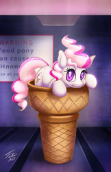 Size: 584x900 | Tagged: safe, artist:tsitra360, oc, oc only, oc:berry swirl, food pony, original species, ice cream, solo