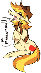 Size: 732x1309 | Tagged: safe, artist:ghost, derpibooru import, braeburn, earth pony, pony, cowboy hat, crying, male, two toned mane