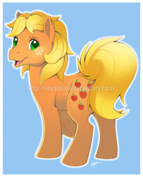 Size: 728x901 | Tagged: safe, artist:nyaasu, derpibooru import, applejack (g1), g1, solo, underhoof