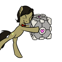 Size: 500x500 | Tagged: safe, artist:shinmera, derpibooru import, doctor whooves, companion cube, portal (valve)