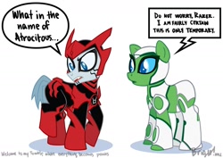 Size: 1754x1240 | Tagged: safe, artist:sakurakaijuu, derpibooru import, aya, gltas, green lantern, green lantern the animated series, ponified, razer (green lantern), red lantern