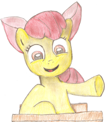 Size: 800x933 | Tagged: safe, artist:applejackfrost, derpibooru import, apple bloom, earth pony, apple bloom's bow, faic, female, filly, hair bow, red mane, yellow coat
