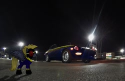 Size: 1280x832 | Tagged: safe, artist:shadowbolt240z, derpibooru import, edit, oc, oc only, datsun 240z, parking lot, shadowbolts, solemn storm