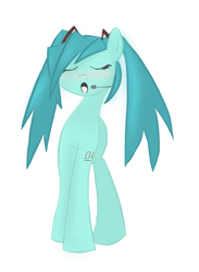 Size: 704x960 | Tagged: safe, artist:minty-red, derpibooru import, hatsune miku, ponified, vocaloid