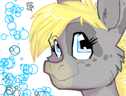 Size: 450x340 | Tagged: safe, artist:pkelton, derpibooru import, oc, briskby, bubble, damuro, inky dinky donkey, ponified