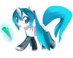 Size: 1889x1507 | Tagged: safe, artist:affanita, derpibooru import, pony, unicorn, female, hatsune miku, mare, ponified, vocaloid