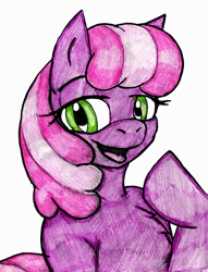 Size: 1000x1306 | Tagged: safe, artist:mhedgehog21, derpibooru import, cheerilee, bedroom eyes, colored, solo, traditional art