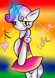 Size: 744x1037 | Tagged: safe, derpibooru import, sweetie belle, pony, bipedal, clothes, dress