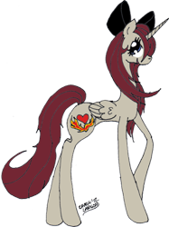 Size: 500x668 | Tagged: safe, artist:toppops, derpibooru import, oc, oc only, alicorn, pony, alicorn oc, bow