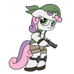 Size: 800x800 | Tagged: safe, artist:scramjet747, derpibooru import, sweetie belle, crossover, eri, metal slug, simple background, white background