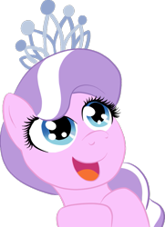 Size: 667x920 | Tagged: safe, artist:infernaldalek, derpibooru import, diamond tiara, earth pony, pony, female, filly, jewelry, pink coat, solo, tiara, two toned mane