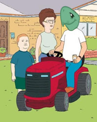 Size: 255x320 | Tagged: safe, derpibooru import, edit, tank, bobby hill, crossover, hank hill, king of the hill, lawn mower, peggy hill, tank hill, wat