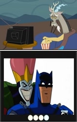 Size: 379x600 | Tagged: safe, derpibooru import, discord, batman, batman: the brave and the bold, emperor joker, exploitable meme, the joker, tv meme