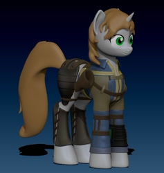 Size: 814x857 | Tagged: safe, artist:harikon, derpibooru import, oc, oc only, oc:littlepip, pony, unicorn, fallout equestria, /mlp/, 3d, 3d model, cg, clothes, fanfic, fanfic art, female, mare, pipbuck, solo, vault suit, zbrush 4r5