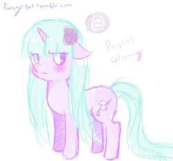 Size: 1280x1191 | Tagged: safe, artist:princessmisery, derpibooru import, oc, oc only, oc:pastel gloomy, sketch, solo