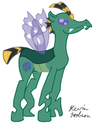 Size: 490x634 | Tagged: safe, artist:kevin hobson, derpibooru import, changeling, beast wars, changelingified, simple background, solo, transformers, waspinator