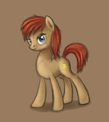 Size: 569x635 | Tagged: dead source, safe, artist:polkin, derpibooru import, earth pony, pony, brown background, doodle, random, simple background