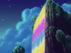 Size: 640x480 | Tagged: safe, derpibooru import, screencap, dancing in the clouds, g3, background, night, pretty, rainbow, rainbow waterfall, scenery, waterfall