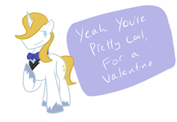 Size: 1050x722 | Tagged: safe, artist:autonomous-zed, derpibooru import, prince blueblood, simple background, text, valentine