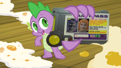 Size: 1280x720 | Tagged: safe, derpibooru import, edit, edited screencap, screencap, spike, dragon, spike at your service, exploitable meme, male, meme, multipass, spike card meme, the fifth element