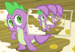 Size: 569x399 | Tagged: safe, derpibooru import, edit, edited screencap, screencap, spike, dragon, spike at your service, exploitable meme, male, recursion, spike card meme