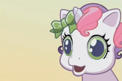 Size: 699x467 | Tagged: safe, derpibooru import, screencap, sweetie belle, g3.5, once upon a my little pony time, over two rainbows, creepy, derp, soulless