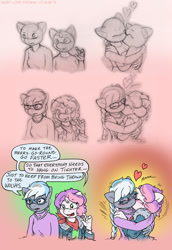 Size: 826x1200 | Tagged: safe, artist:kaemantis, silver spoon, sweetie belle, anthro, clothes, cute, female, handkerchief, kissing, lesbian, shipping, silverbelle, song reference, sweater, they might be giants