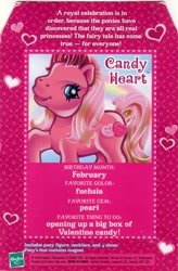 Size: 526x800 | Tagged: safe, derpibooru import, g3, back card, candy heart (g3), princess, toy, valentine's day