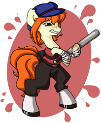 Size: 2482x3030 | Tagged: safe, artist:shiny-pebble, derpibooru import, oc, pony, baseball bat, bipedal, crossover, hat, scout, team fortress 2