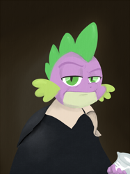 Size: 748x1000 | Tagged: safe, artist:klondike, derpibooru import, spike, dragon, bust, give her the dick, meme, parody, portrait, rené descartes, solo