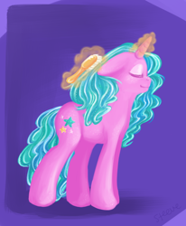 Size: 576x698 | Tagged: safe, artist:steeve, derpibooru import, starbeam twinkle, pony, unicorn, brush, eyes closed, female, levitation, magic, mare, telekinesis