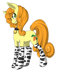 Size: 3303x4000 | Tagged: safe, artist:magicarin, derpibooru import, carrot top, golden harvest, cow pony, absurd resolution, bell, bell collar, clothes, collar, cute, socks