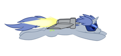 Size: 1024x478 | Tagged: safe, artist:shrineheart, derpibooru import, oc, oc only, pony, unicorn, flying, jetpack, shrineheart, thunder strike