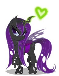 Size: 900x1169 | Tagged: safe, artist:vampteen83, derpibooru import, oc, oc only, oc:penumbra, changeling, 2012, changeling oc, female, heart, lidded eyes, magic, penumbra, purple changeling, simple background, solo, transparent background, vector, wet mane