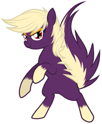 Size: 557x676 | Tagged: safe, artist:nukeleer, derpibooru import, skunk, bipedal, crossover, looking at you, pokémon, ponified, skuntank, solo