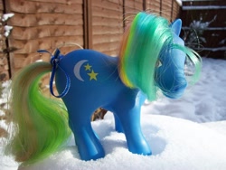 Size: 1024x768 | Tagged: safe, derpibooru import, g1, irl, night light (g1), photo, snow, solo, toy