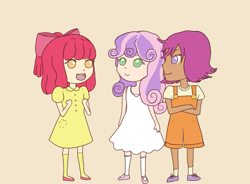 Size: 803x591 | Tagged: safe, derpibooru import, apple bloom, scootaloo, sweetie belle, cutie mark crusaders, humanized