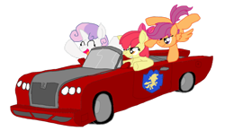 Size: 900x525 | Tagged: safe, artist:hyperwave9000, derpibooru import, apple bloom, scootaloo, sweetie belle, car, cutie mark crusaders, driving, need for speed, simple background, transparent background, vehicle